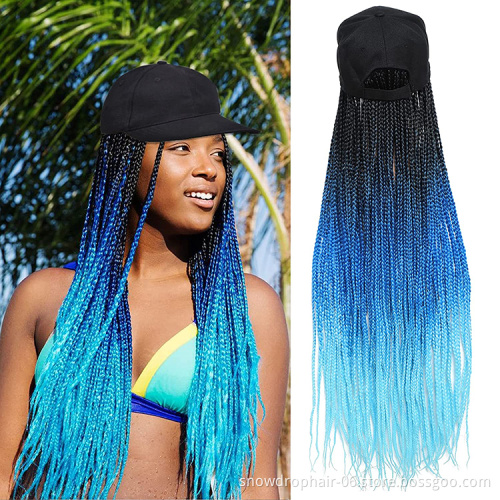 DropShipping Synthetic Long Hand Braid Hair Baseball Cap Wigs 24 Inch Women Wig Hats Hair Extensions